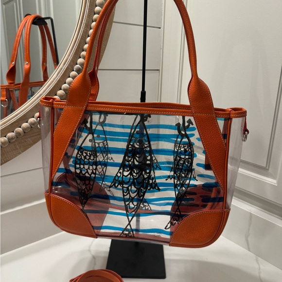 PRADA orange /clear top handle bag with original strap - Picture 3 of 9